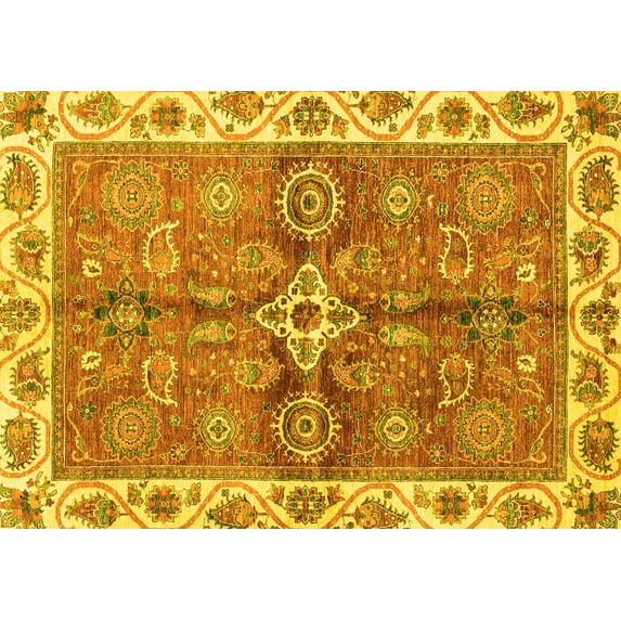 Ahgly Company Indoor Rectangle Oriental Yellow Traditional Area Rugs, 2' x 3'
