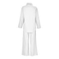 thumbnail image 6 of DGMIOCS Women's Cotton Linen 2-Piece Set - Utility Button Down Shirt & Wide Leg Pants White S, 6 of 8