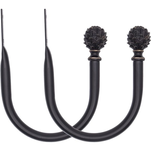 MERIVILLE Set of 2 Decorative Artichoke Window Curtain Holdbacks for Draperies, Black
