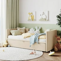 Restonic Twin Size Upholstered Daybed with Pop Up Trundle - Elegant Design