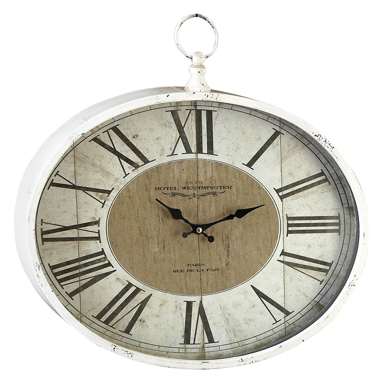 Decmode Large White Roman Numeral Wall Clock with Finial, 18" x 16"