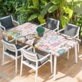 thumbnail image 2 of Pink Easter Bunny Table Cloths for 5 Foot Rectangle Tables, Spring Easter Eggs Floral Buffalo Plaid Patio Waterproof Elastic Fitted Tablecloths, Washable Rectangular Table Cover for Camping, 2 of 8