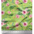 thumbnail image 1 of Soimoi Green Cotton Cambric Fabric Leaves & Ranunculus Floral Print Fabric by the Yard 56 Inch Wide, 1 of 3