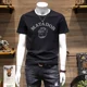 thumbnail image 3 of Camiseta de talla grande para hombre, ropa ajustada de gran tamaño con estampado, cuello redondo ajustado y citas de estilo coreano, camiseta emo informal, 3 of 5
