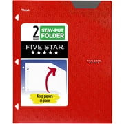 Five Star 2-Pocket Stay-Put Plastic Folder, Fire Red (333420B-WMT22)