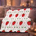 thumbnail image 5 of YShenghong Retro Strawberry Repeat With Floral Diamond Grid Printed Flannel Blanket, 5 of 7