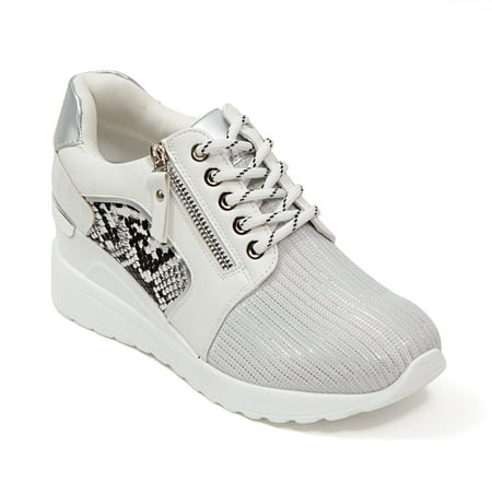 

Ninety Union Sparkle 2 3/4 Inch Wedge Sneaker With Sanke And Metalic Trim Black 10