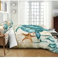 thumbnail image 3 of Turtle Comforter Set Ocean Themed Comforter Teal Blue Turtle Pattern Beach Comforter Soft Microfiber Bedding Sets Queen Size 4 Pieces Bedding, 3 of 9