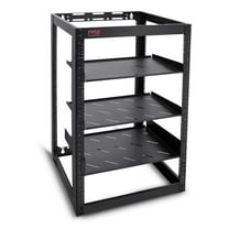 20U Network Cabinet - Open Frame Rack, Wall Mountable Heavy Duty Designs for Servers & AV Gear (Black)