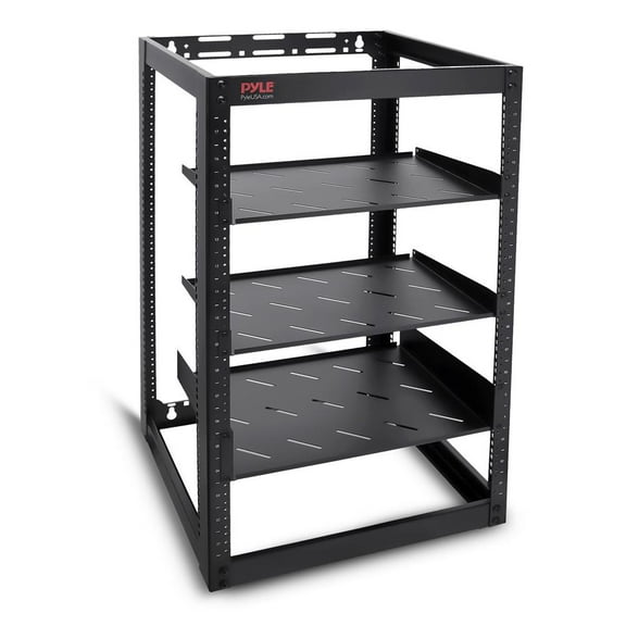 20U Network Cabinet - Open Frame Rack, Wall Mountable Heavy Duty Designs for Servers & AV Gear (Black)