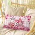 thumbnail image 4 of Valentine's Day Pillow Covers, Linen Long Throw Pillow Case, Gnomes Love Roses Romantic Pink Plaid Holiday Pillow Protector Decorative Cushion Cover for Living Room/Bedroom 20" x 26", 4 of 8