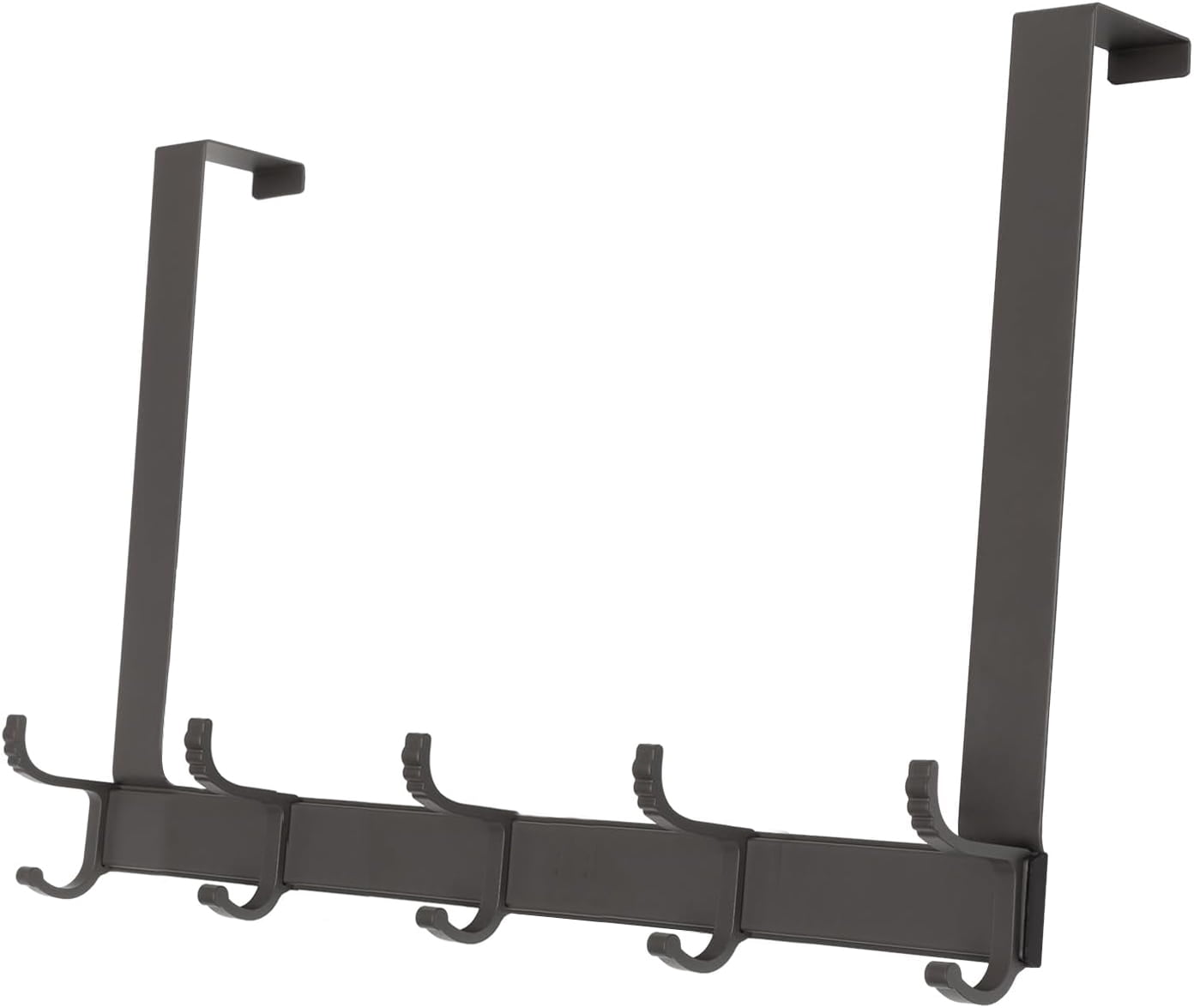 Over The Door Hooks for Hanging,Heavy Duty Hanger Holder for Hanging with 5 Dual Hooks,Over The Door Hanger Hook, Black Over the Door Towel Rack Fits 1-3/4" Thick Door