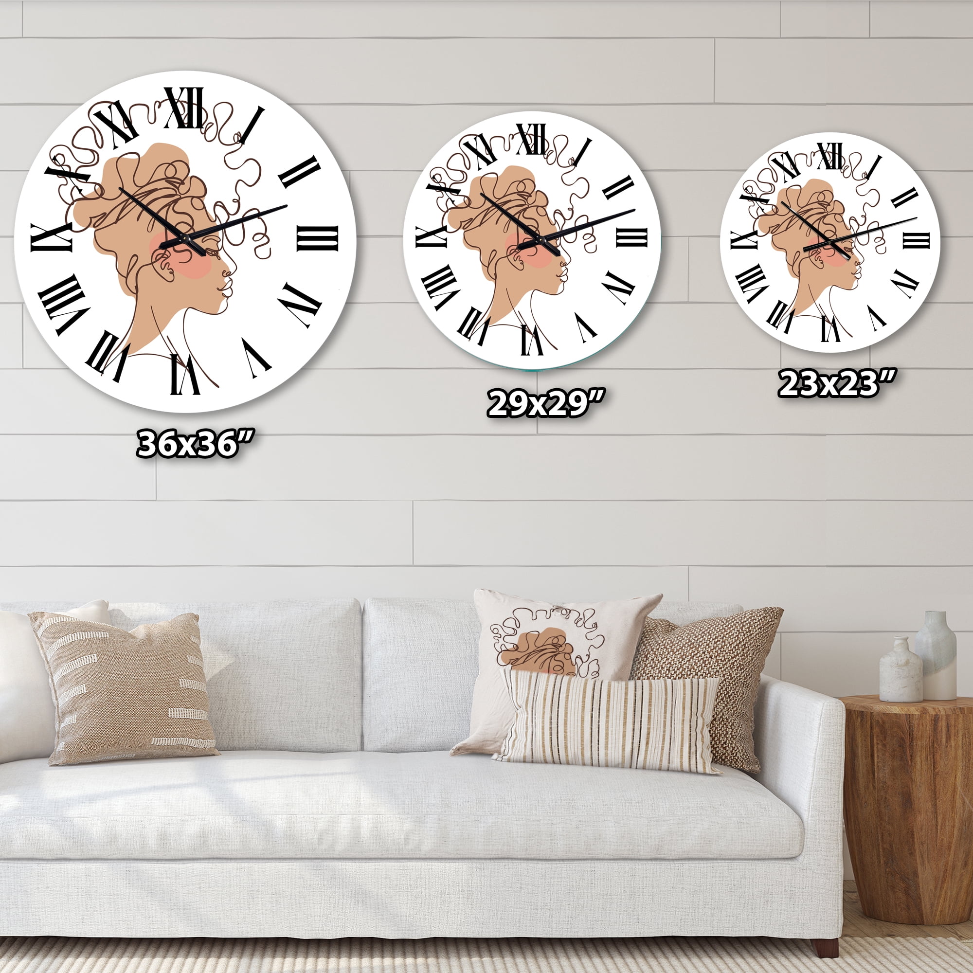 Designart 'One Line Portrait Of African American Woman I' Modern Wall Clock
