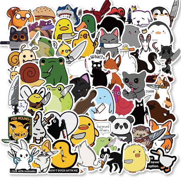 60pcs Cuchillo Animales Pegatinas Exquisitamente Decoradas Mano Cuenta Taza De Agua Cuaderno Impermeables Decorativas
