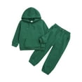 thumbnail image 5 of Vxuxlje Kids 2 Piece Sport Tracksuit Boys Girls Long Sleeve Drawstring Hoodie Sweatshirt with Jogger Dark Green 130, 5 of 9