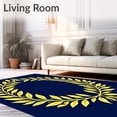 thumbnail image 2 of ODIKA 6'x9' Machine Washable Non-Slip Area Rug, Mediterranean Olive Branch Wreath with Songbird Design High Traffic Rug, Gold, 477871, 2 of 7