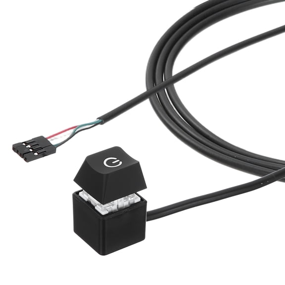Uxcell PC Power Button with 70" Cable Desktop Computer External Power Switch ON/Off LED PC Power Supply Button Extention with Splitter for Computer Motherboard, Black