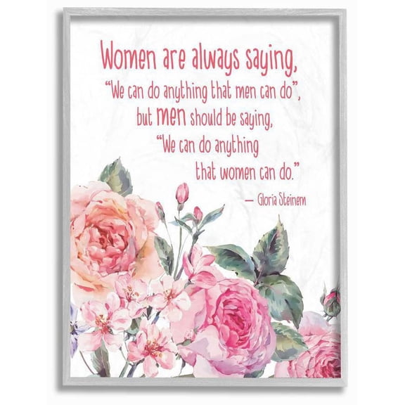 Stupell Industries Woman Can Do Anything Flower Inspirational Word Design Framed Wall Art by Jadei Graphics