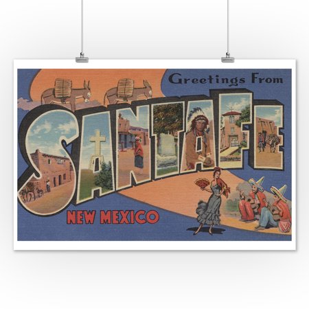 Santa Fe New Mexico Large Letter Scenes 12x18 Art Print Wall