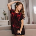 thumbnail image 2 of Ratiio Red Gothic Skeleton Throne Print Women's Short-sleeved Nightdress - Casual A-line Sleeveless Sleepwear Dress for Summer, Comfortable and Breathable, 2 of 8
