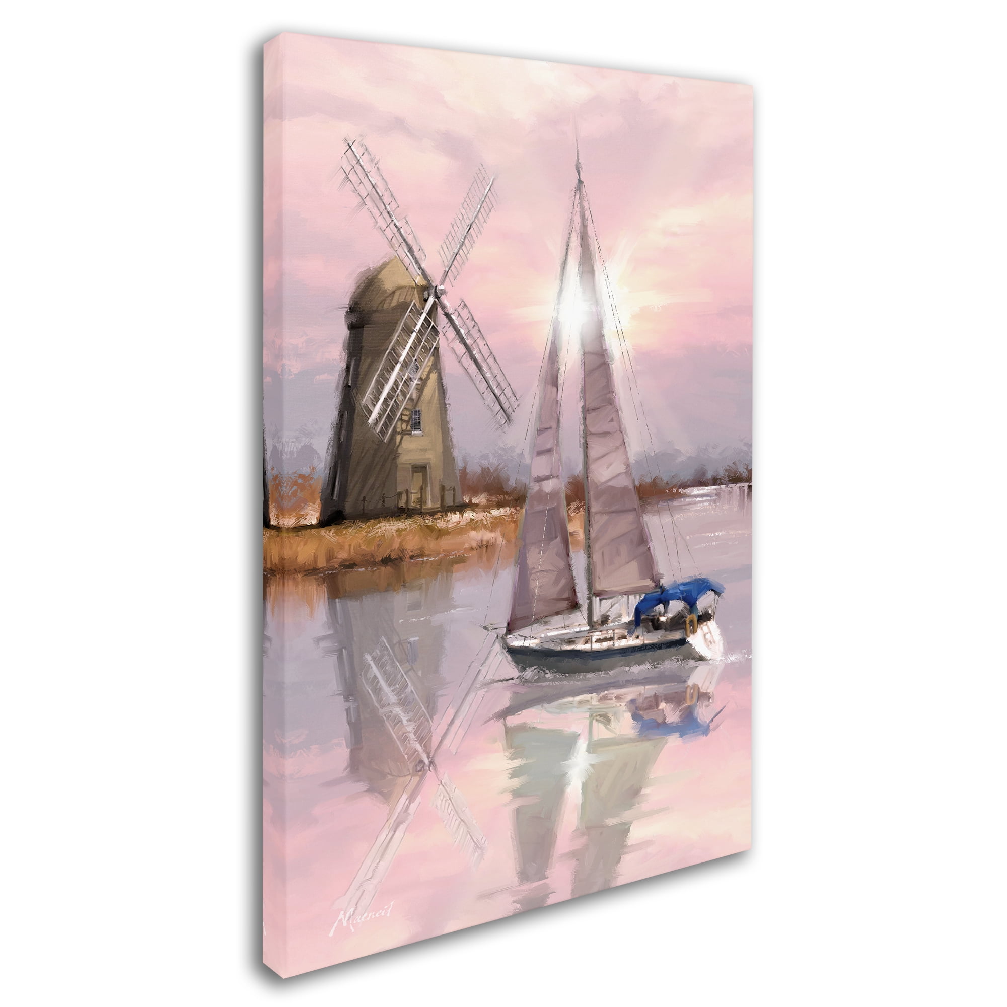 Trademark Fine Art 'Windmill on the Marsh' Canvas Art by The Macneil Studio