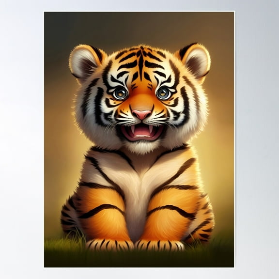 Super Cute, Adorable, Fluffy Baby Tiger Poster Wall Art, Modern Wall Decor For Living Room Bedroom, 8x12 UNFRAMED