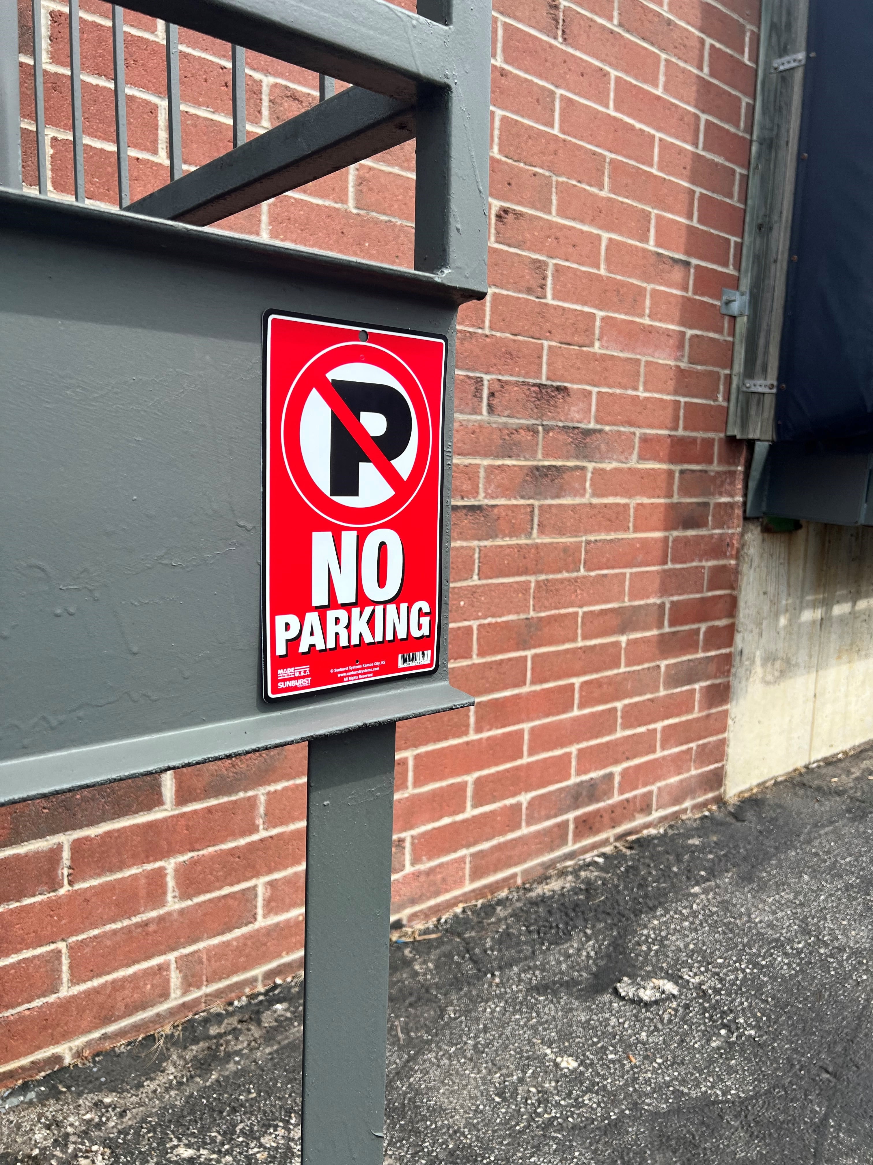 (4 pack) Sunburst Systems 8650 6" x 10" Red High Quality No Parking Plastic Sign
