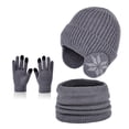 thumbnail image 7 of LIZENG Kids Fleece Lined Hat Scarf Glove Set Winter Thermal Beanie Knitted Neck Warmer Wool Mittens 3 Piece Snow Print Ski Warm Set, 7 of 7
