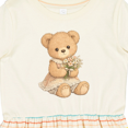 thumbnail image 4 of Inktastic Cute Teddy Bear Holding Flowers Girls Toddler Dress, 4 of 5
