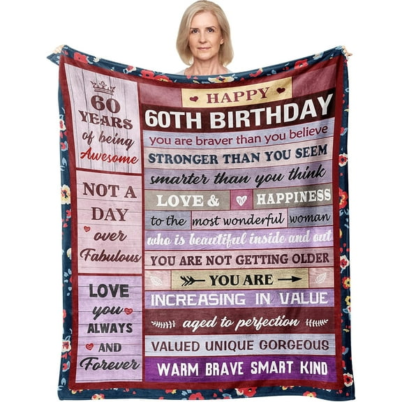60th Birthday Gifts for Women - 60th Birthday Gift Ideas Blanket 60"X50" - Gifts for 60 Year Old Woman - 60 Year Old Gifts for Women - Gifts Ideas for 60th Birthday, 1963 Birthday Gifts Women