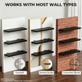 thumbnail image 3 of Riousery Floating Wall Shelves, Set of 3, 15.7" x 5.9" x 0.6", Black MDF Wood Wall Mounted Shelves for Bedroom, Bathroom, Living Room, Kitchen Storage & Display, 3 of 7