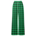 thumbnail image 5 of Arlun Plaid Wide Leg Pants for Women Elastic High Waist Drawstring Loose Trousers Checkered Printed Baggy Lightweight Long Pant with Pockets Casual Comfort Fashion Clothes Green M, 5 of 5