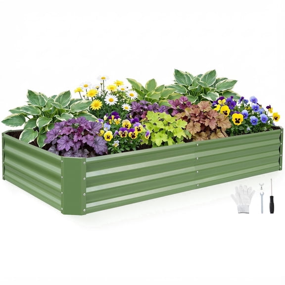 INNOSTAGE Galvanized Raised Garden Bed Kit, Planter Box Outdoor 6x3x1ft