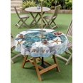 thumbnail image 3 of Outdoor Tablecloth with Umbrella Hole and Zipper, Coastal Turtle Round Table Cloth 54 Inch Waterproof Tablecloth, Nautical Starfish Coral Jellyfish Stripes Picnic Table Cover for Patio Camping, 3 of 7