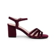 thumbnail image 3 of BLISSFUL STEP Women's Square Toe Velvet Slingback Block Heels Sandals Burgundy 6.5, 3 of 7