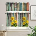 thumbnail image 3 of Sunflower Kitchen Curtains and Valances Set 3 Pieces Yellow Floral Kitchen Curtains Floral Window Treatments for Cafe Living Room Decor 54x24 Inch, 3 Piece, 3 of 4