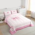 thumbnail image 4 of Homewish Cartoon Bowtie Ribbon Queen Comforter Set,Letter Z Bedding Sets,Pink Bow Knot Bedding Comforter Set For Girl Teens,Ultra Soft Bedroom Decor Reversible,3pcs, 4 of 9