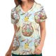 thumbnail image 2 of Top de ropa de trabajo con bolsillo y manga corta con cuello en V y estampado de conejo de Pascua a la moda para mujer Fridja  bn5119, 2 of 5
