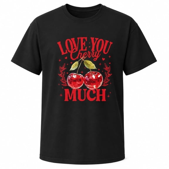 Love You Cherry Much Graphic T-Shirt | Women's Short Sleeve Crew Neck Tee | Cherry Print Top