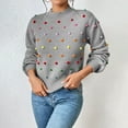 thumbnail image 6 of Baqcunre Women's Sweaters Women's Round Neck Colorful Knit Pullover Sweater Crewneck Sweatshirts Fall Outfits Women Trendy Grey XL, 6 of 6