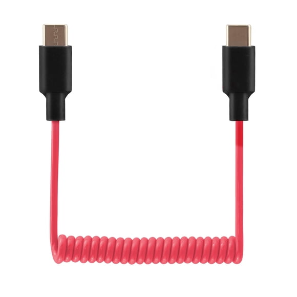 Cable adaptador de audio JCMOYUTY USB-C en espiral rojo de 50 cm