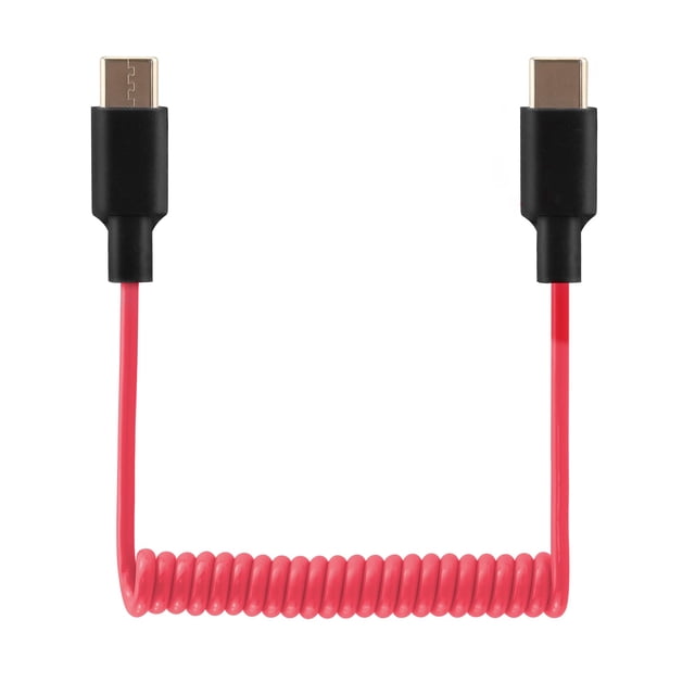 Cable adaptador de audio JCMOYUTY USB-C en espiral rojo de 50 cm