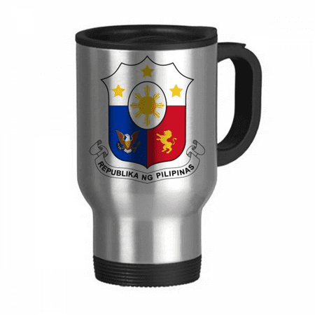 

Philippines Asia National Emblem Travel Mug Flip Lid Stainless Steel Cup Car Tumbler Thermos