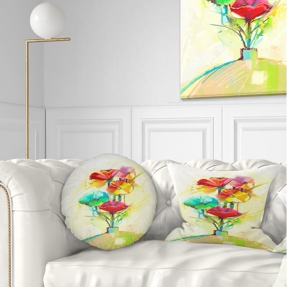 Designart Spring Flowers Bouquet in a Vase - Floral Throw Pillow - 12x20