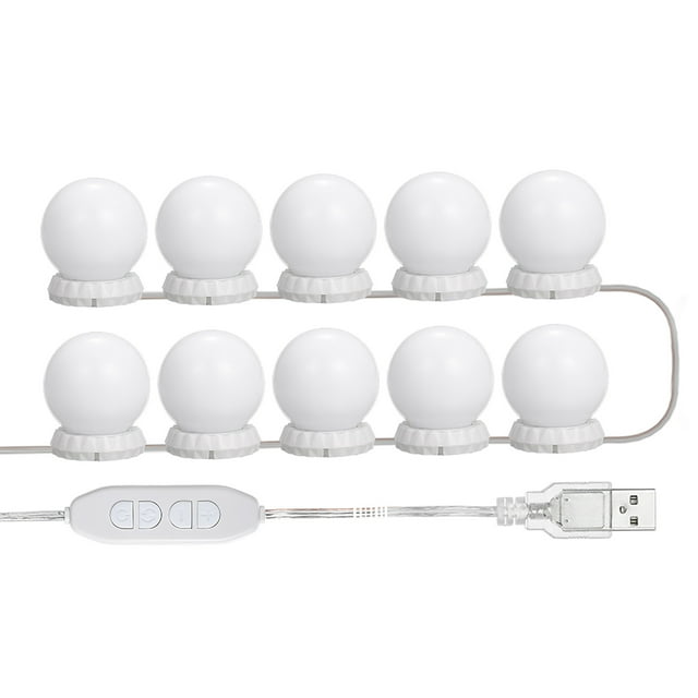 Yeacher Vanity LEDs Mirror Lights Kit with 10 Bulbs Adjustable 10 Brightness & 3 Modes USB Mirror String Light for Makeup Dressing Table