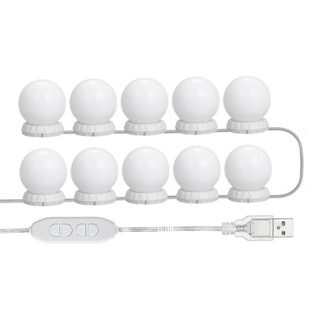 

Vanity LEDs Mirror Lights Kit with 10 Bulbs Adjustable 10 Brightness & 3 Modes USB Mirror String for Makeup Dressing Table
