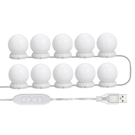 

Vanity LEDs Mirror Lights Kit with 10 Bulbs Adjustable 10 Brightness & 3 Lighting Modes USB Mirror String Light for Makeup Dressing Table