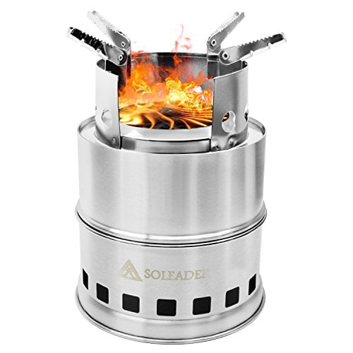 5 in 1 Multifunction Wood Burning Camp Stove Windproof for Outdoor Traveling Picnic BBQ Fishing Car Camping Backyards Patio Festival KINDEN Wood Camping Stove Bonfire Fire Pit 