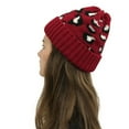 thumbnail image 2 of Herrnalise Women Casual Leopard Stitching Outdoor Plush Hats Crochet Knit Beanie Cap, 2 of 3
