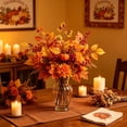 thumbnail image 2 of Artificial Fall Floral Pick, Sunflower Stem with Mini White Pumpkin Maple Leaves Berries, Flexible Wired Autumn Sprig for Vase Table Thanksgiving Halloween Christmas Home Decor, 2 of 6